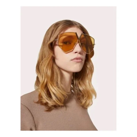 VALENTINO V-HEXAGON TITANIUM Sunglasses Gold $1436 Unisex NWT main image 8